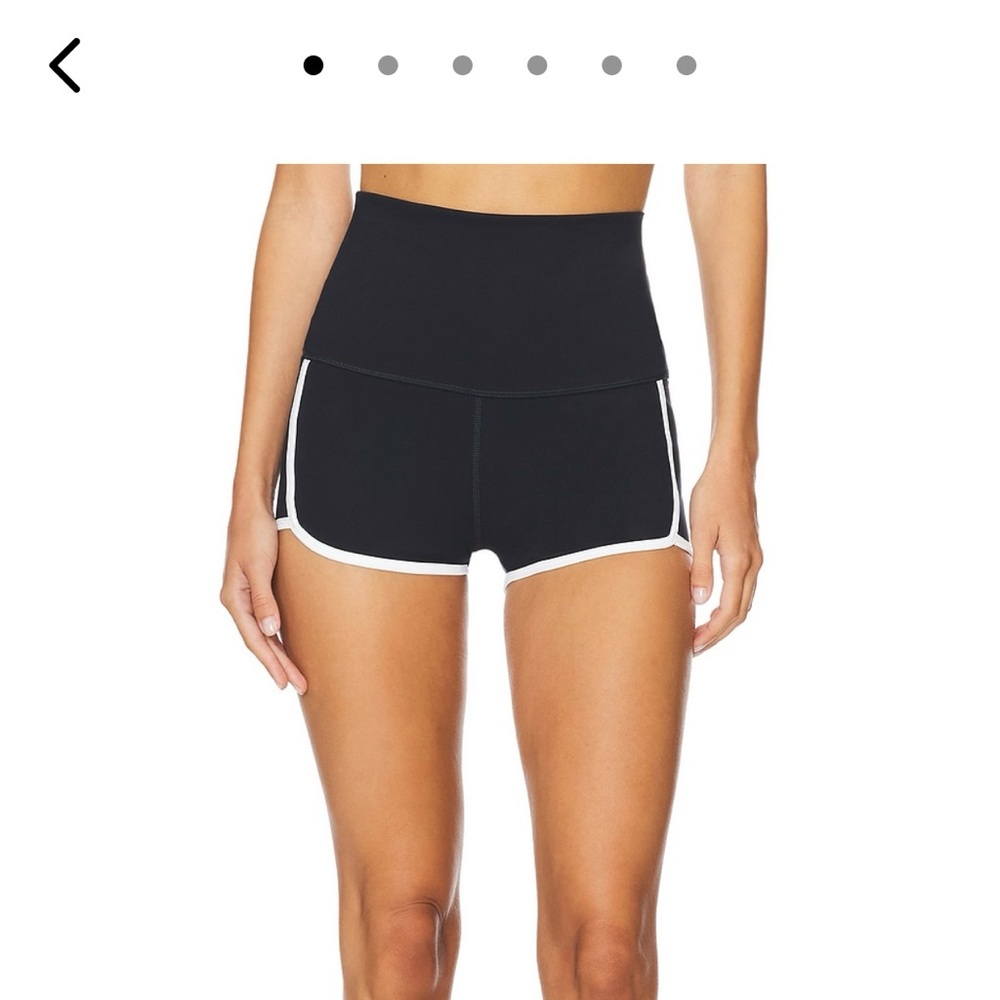 Free people island time short: Black High-Waisted Shorts with White Trim